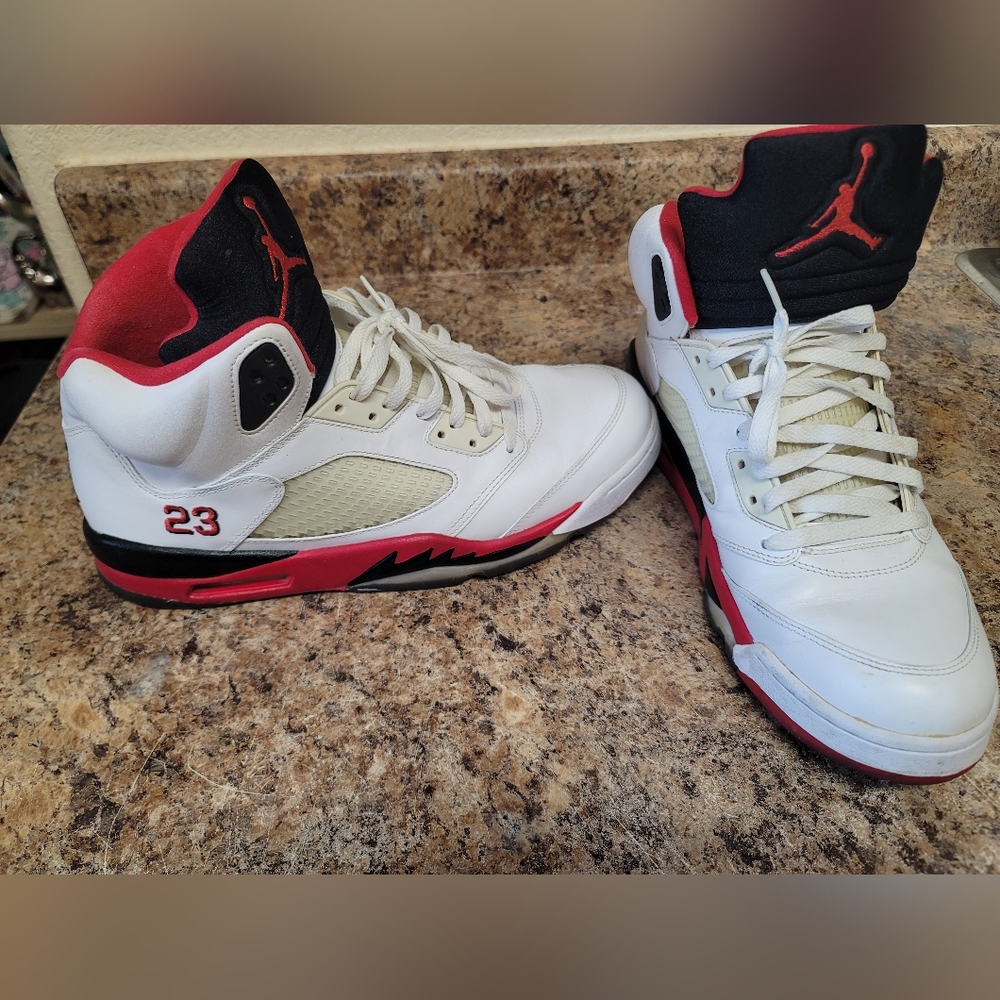 Red and white Air Jordan 5 size 12